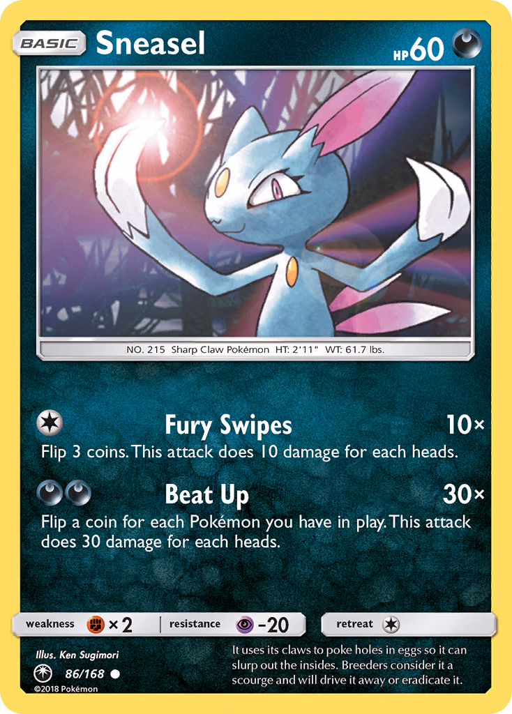 Sneasel Pokemon card (86/168, Celestial Storm)