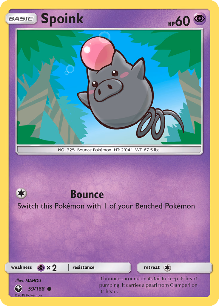 Spoink Pokemon card (59/168, Celestial Storm)