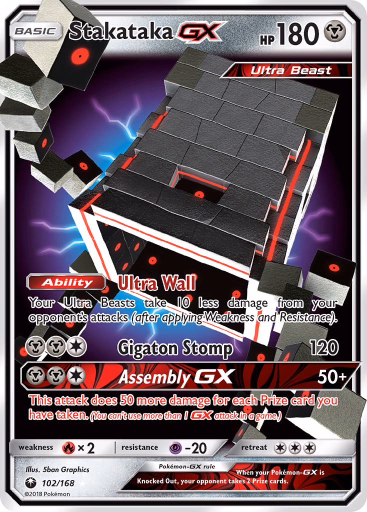 Stakataka-GX Pokemon card (102/168, Celestial Storm)