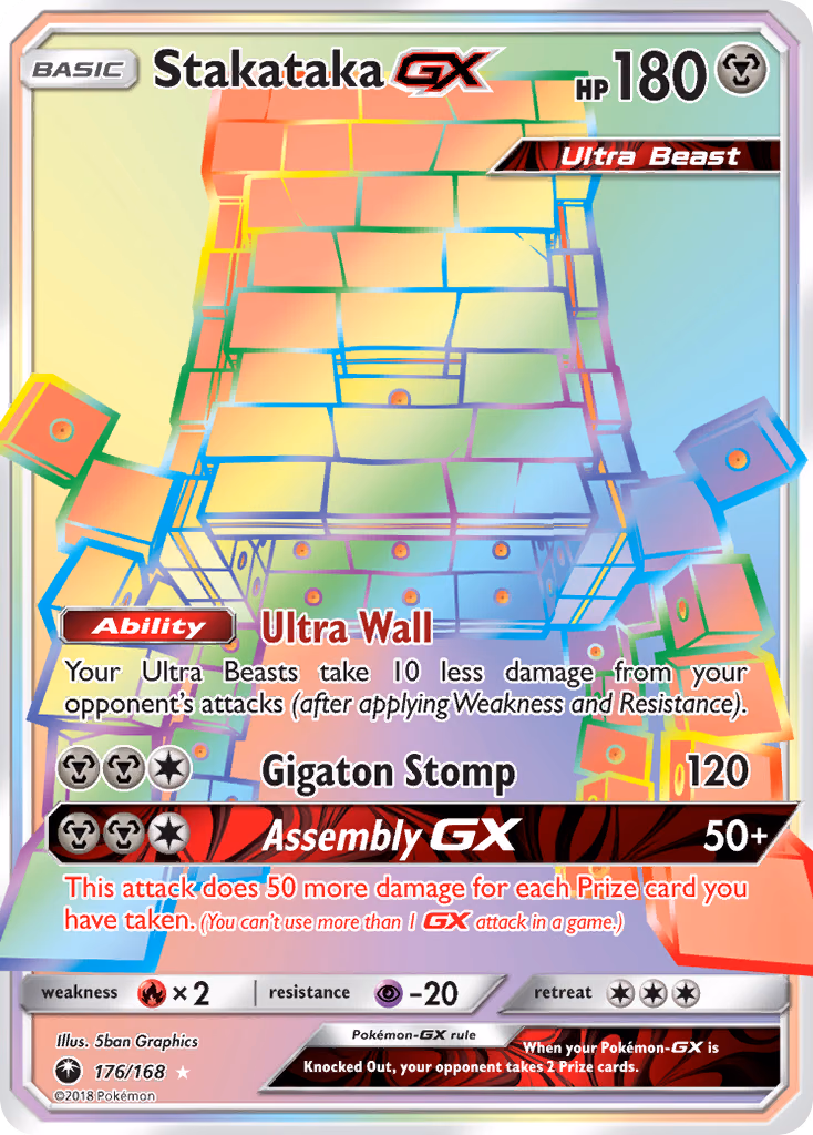 Stakataka-GX Pokemon card (176/168, Celestial Storm)