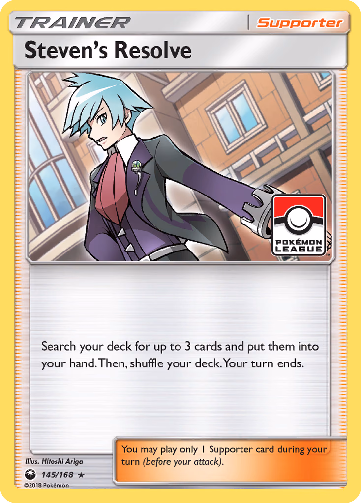 Steven's Resolve Pokemon card (145/168, Celestial Storm)