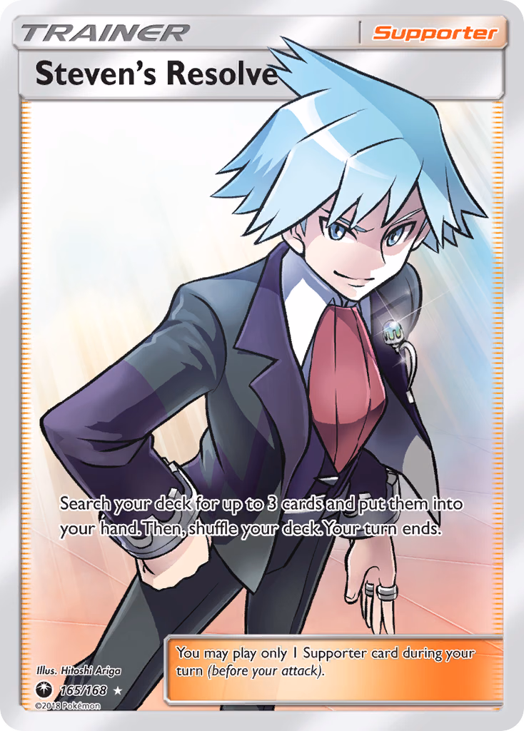 Steven's Resolve Pokemon card (165/168, Celestial Storm)