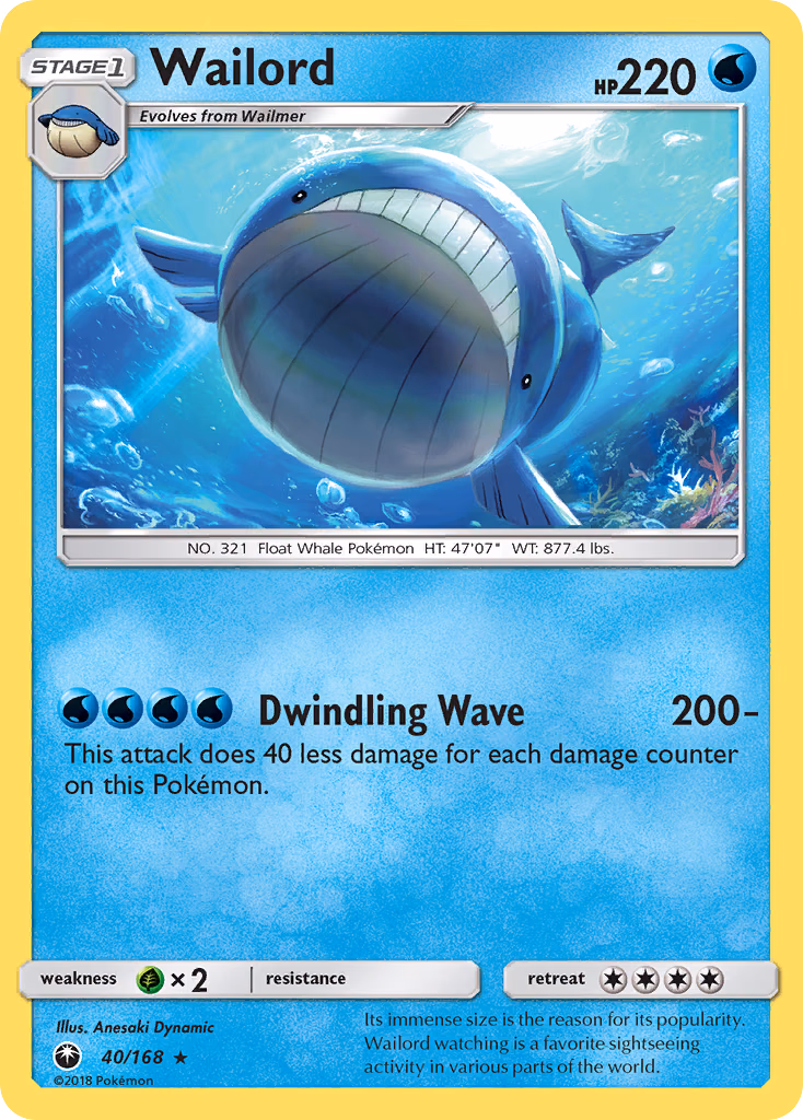 Wailord Pokemon card (40/168, Celestial Storm)