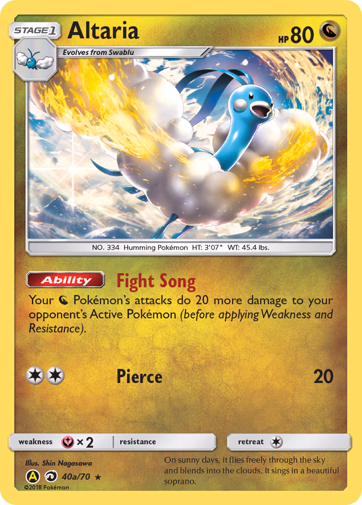 Altaria Pokemon card (40a/70, Dragon Majesty)
