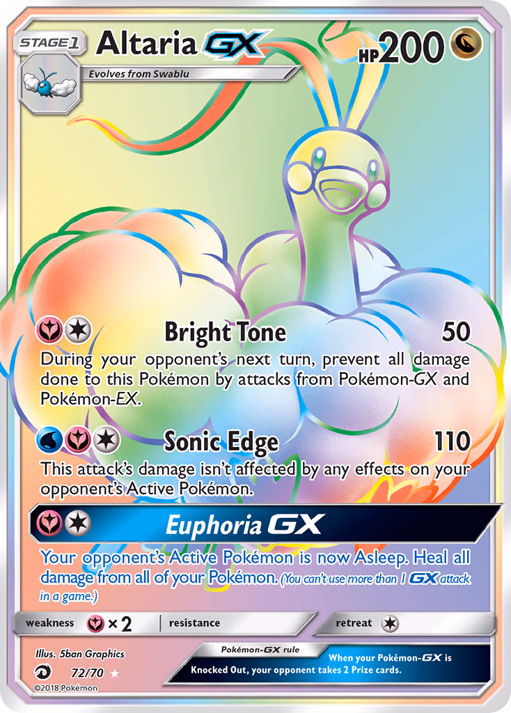 Altaria-GX Pokemon card (72/70, Dragon Majesty)