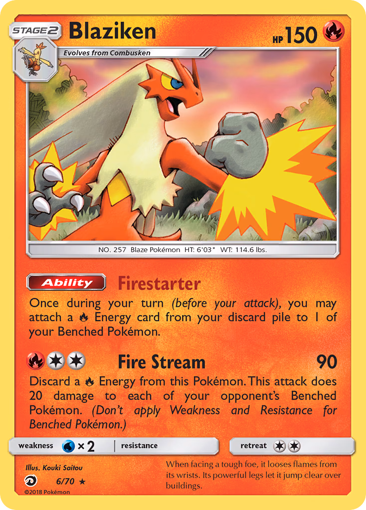 Blaziken Pokemon card (6/70, Dragon Majesty)