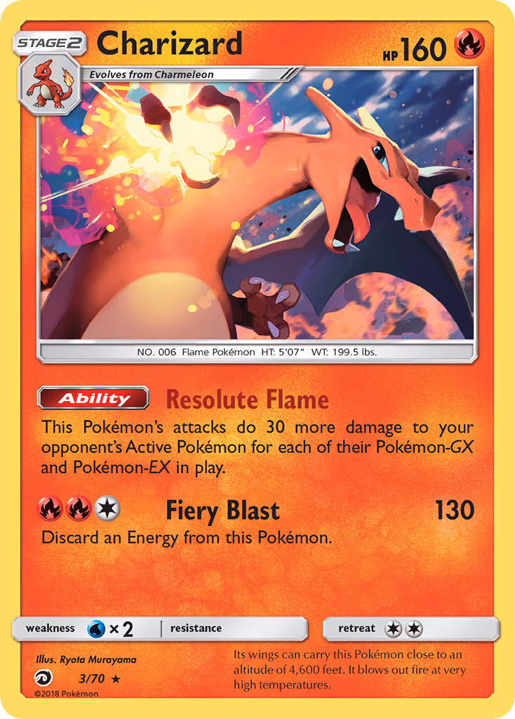 Charizard Pokemon card (3/70, Dragon Majesty)