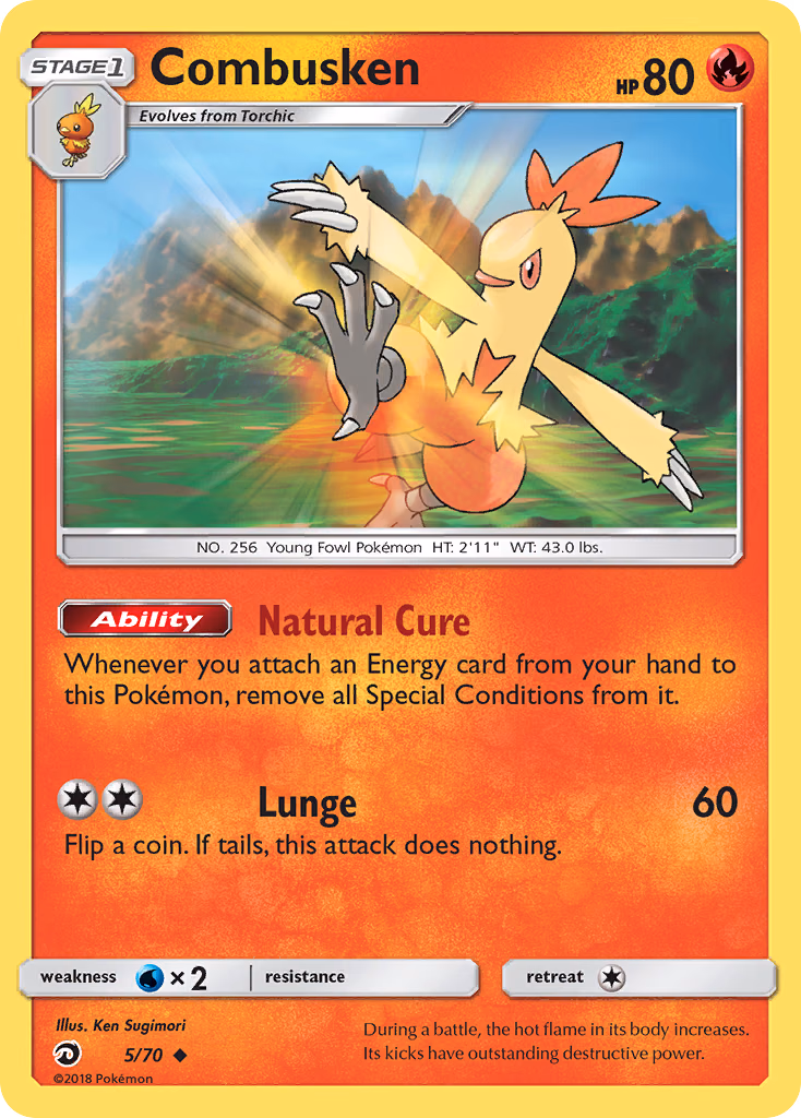 Combusken Pokemon card (5/70, Dragon Majesty)