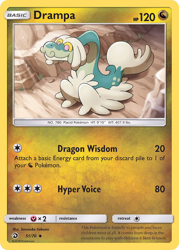Drampa Pokemon card (51/70, Dragon Majesty)