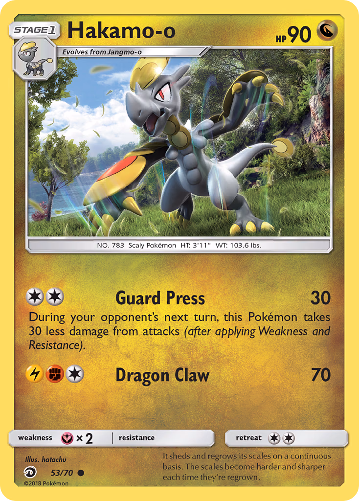 Hakamo-o Pokemon card (53/70, Dragon Majesty)