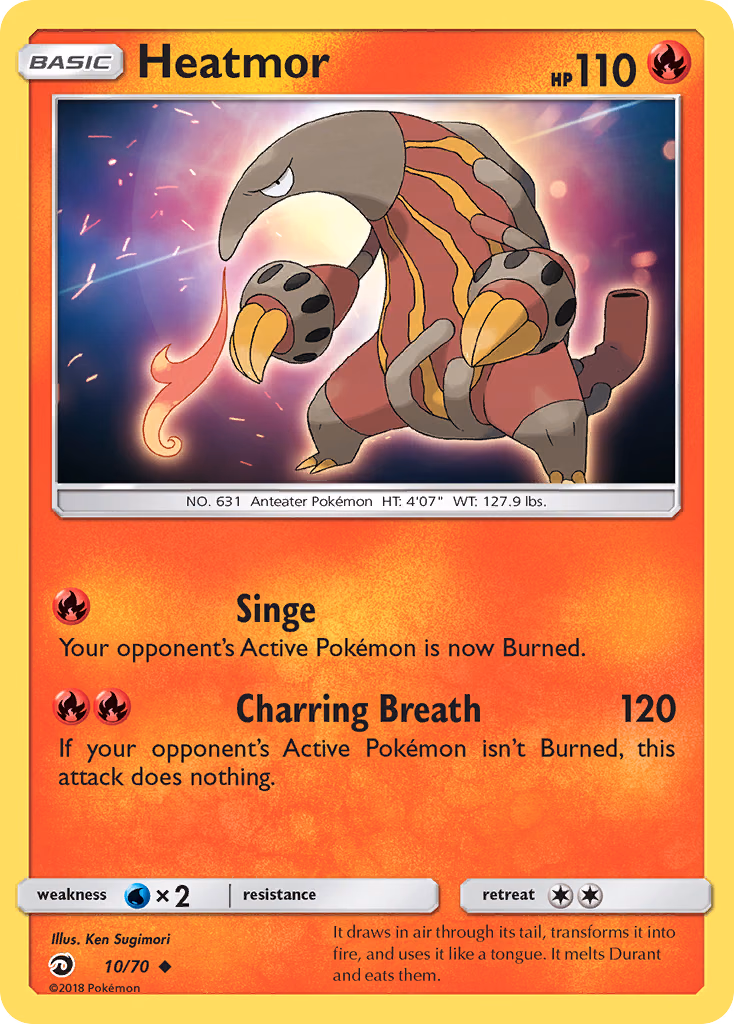 Heatmor Pokemon card (10/70, Dragon Majesty)