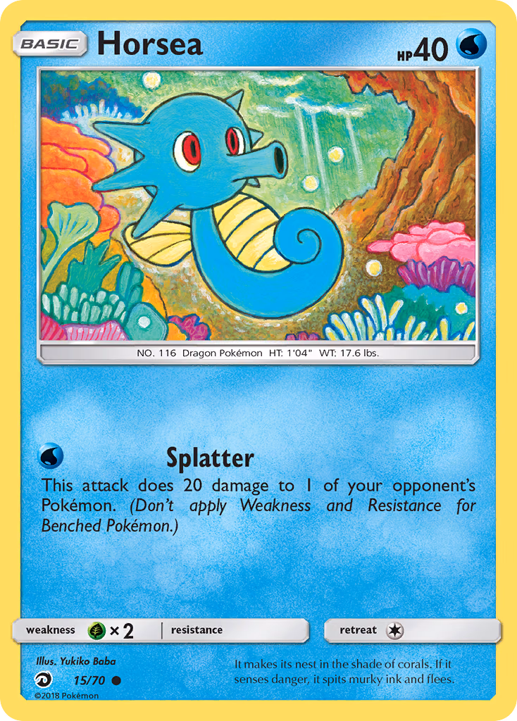Horsea Pokemon card (15/70, Dragon Majesty)
