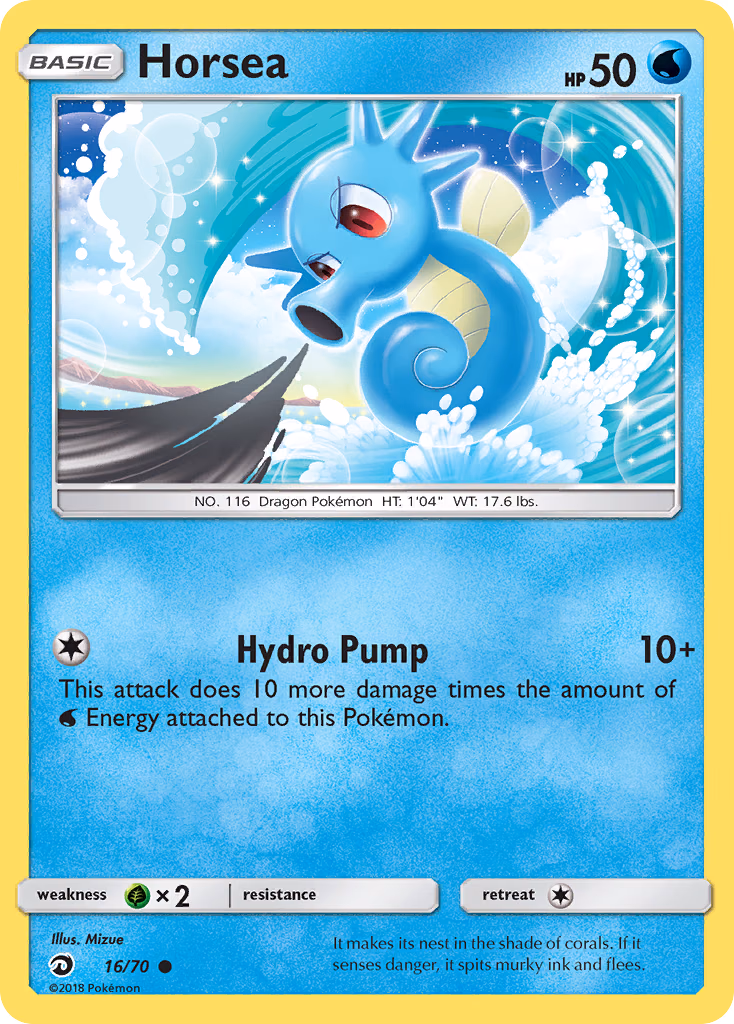 Horsea Pokemon card (16/70, Dragon Majesty)
