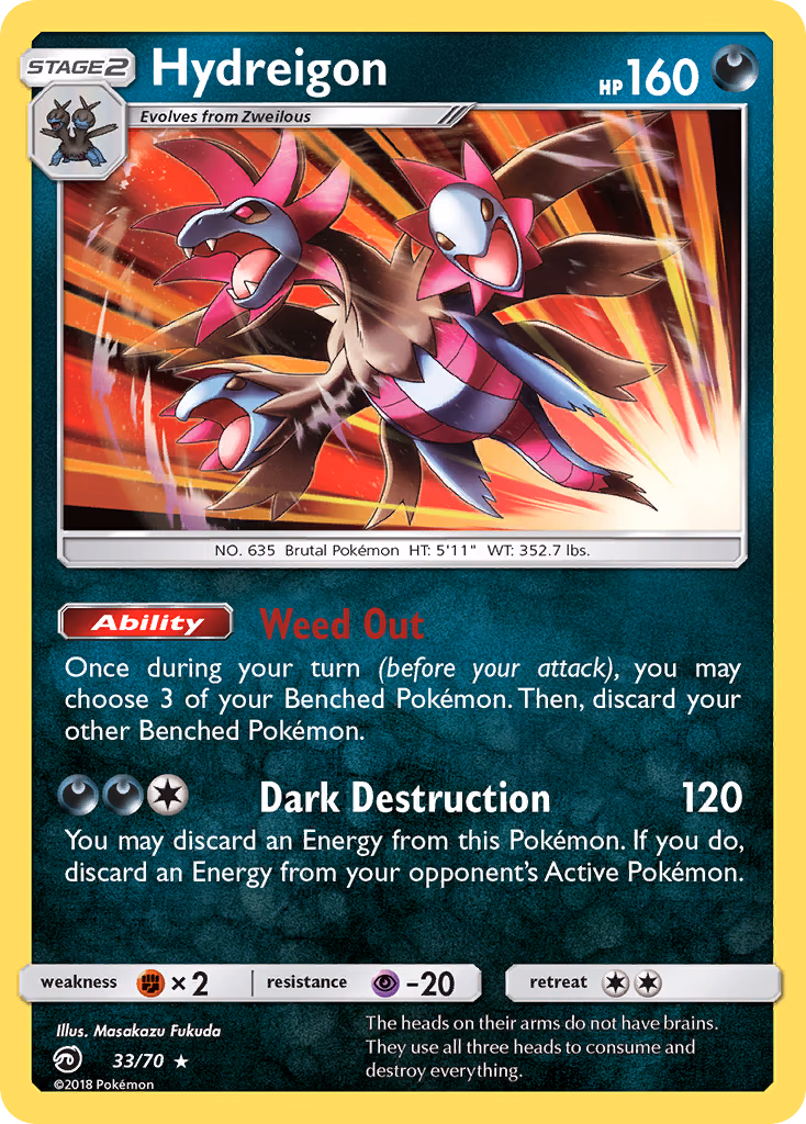 Hydreigon Pokemon card (33/70, Dragon Majesty)