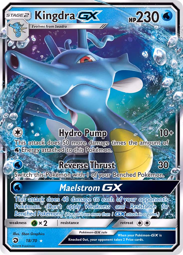 Kingdra-GX Pokemon card (18/70, Dragon Majesty)