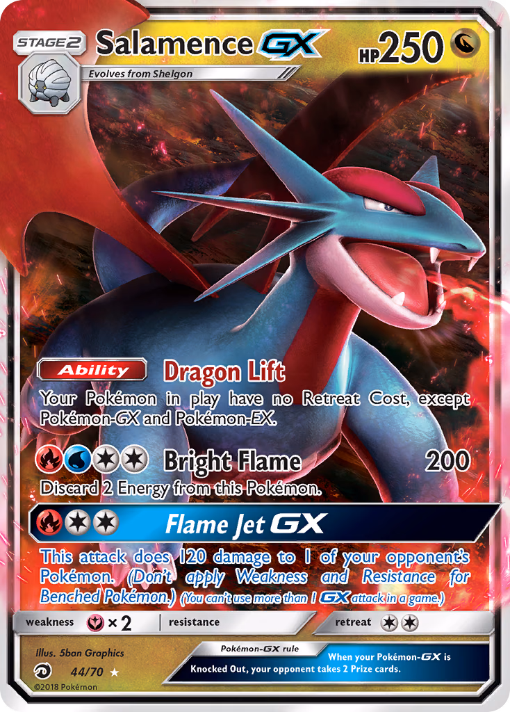 Salamence-GX Pokemon card (44/70, Dragon Majesty)