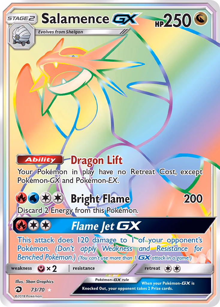 Salamence-GX Pokemon card (73/70, Dragon Majesty)