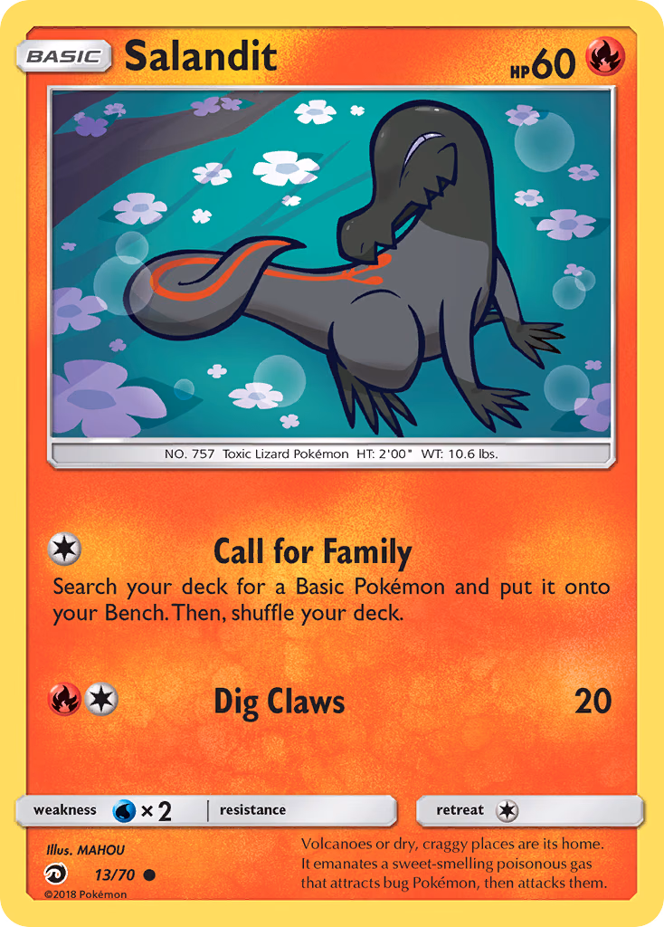 Salandit Pokemon card (13/70, Dragon Majesty)