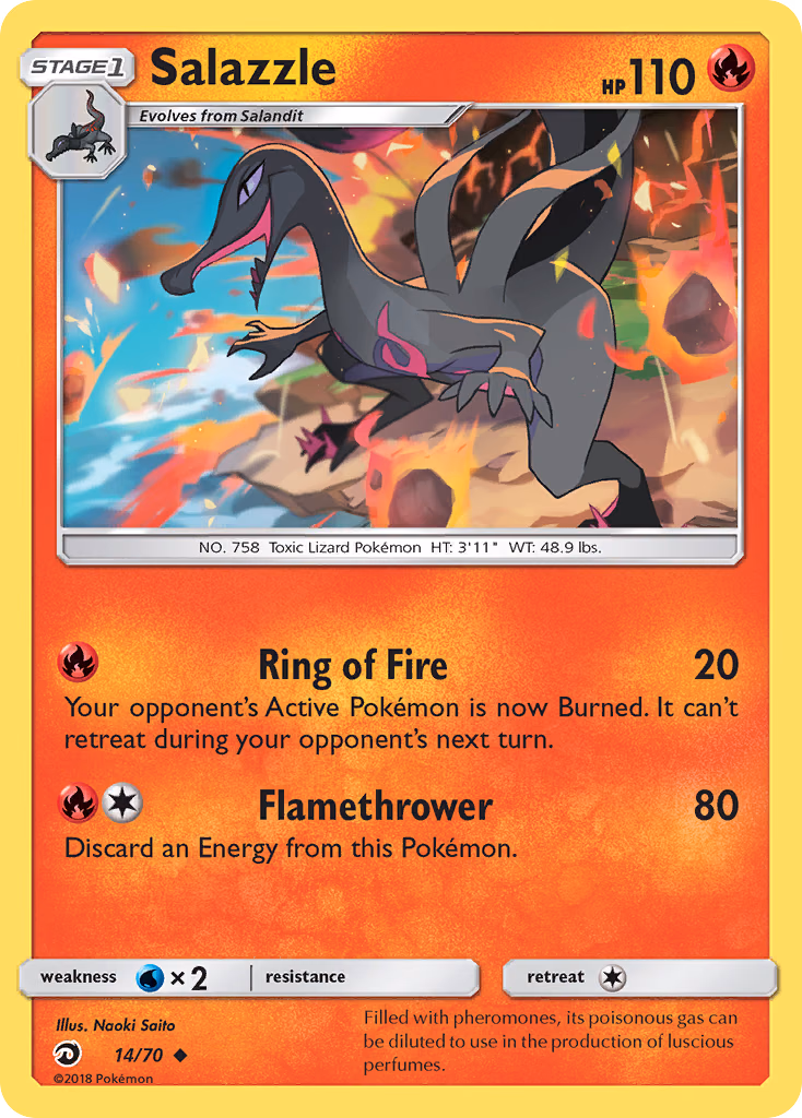 Salazzle Pokemon card (14/70, Dragon Majesty)