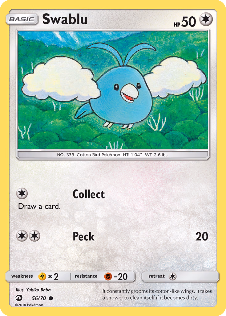 Swablu Pokemon card (56/70, Dragon Majesty)