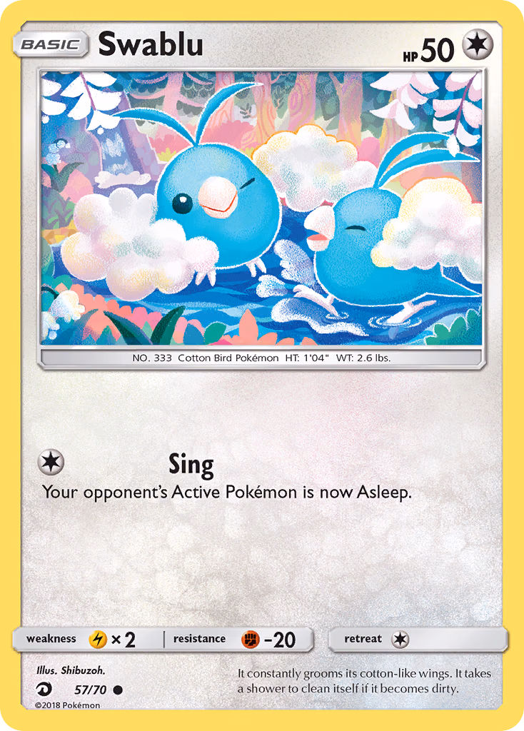 Swablu Pokemon card (57/70, Dragon Majesty)