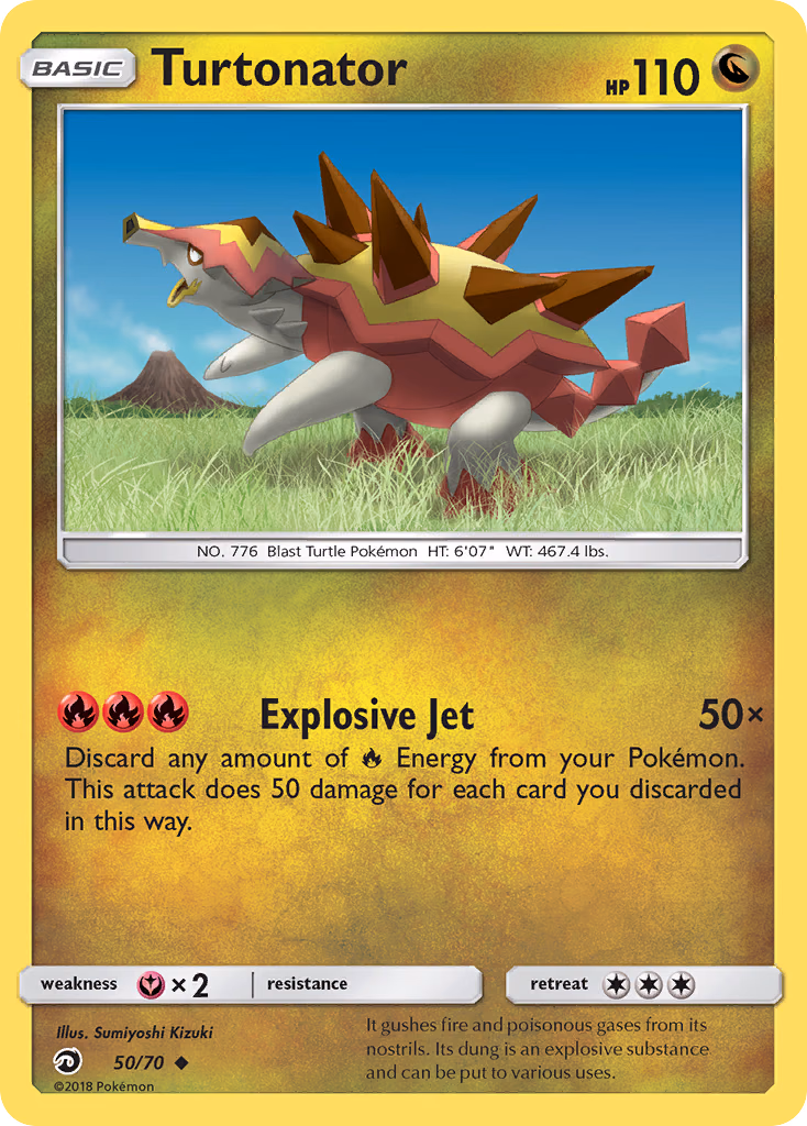 Turtonator Pokemon card (50/70, Dragon Majesty)