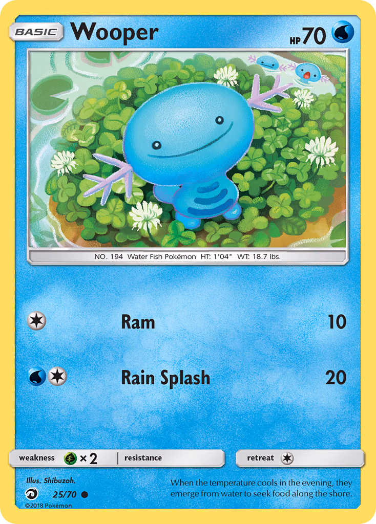 Wooper Pokemon card (25/70, Dragon Majesty)