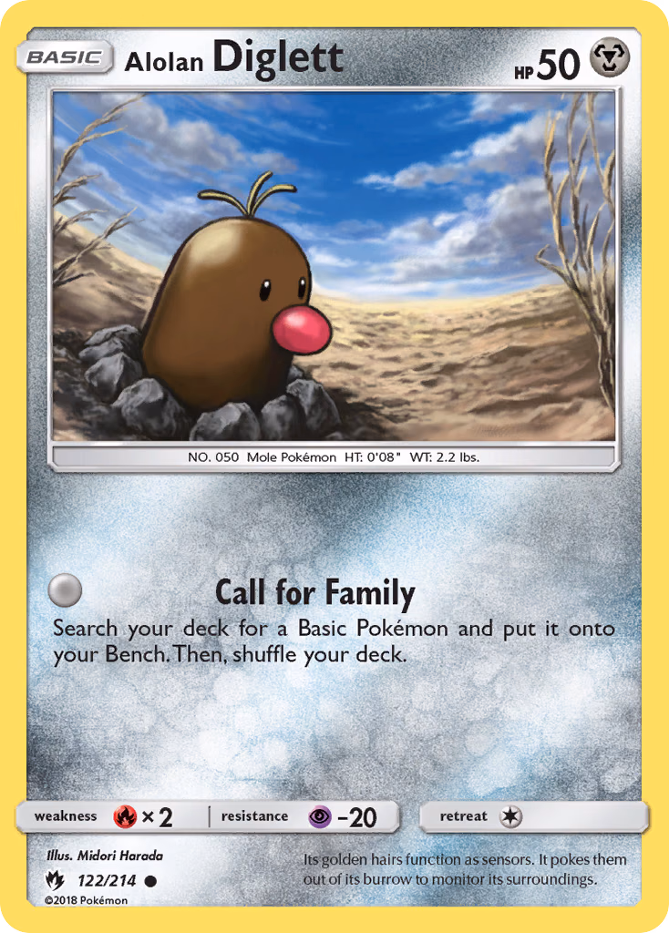 Alolan Diglett Pokemon card (122/214, Lost Thunder)