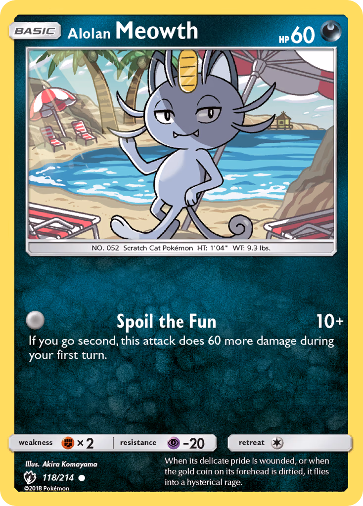 Alolan Meowth Pokemon card (118/214, Lost Thunder)