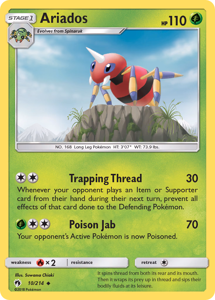 Ariados Pokemon card (10/214, Lost Thunder)