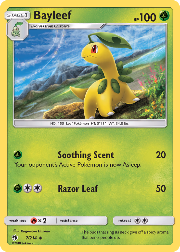 Bayleef Pokemon card (7/214, Lost Thunder)