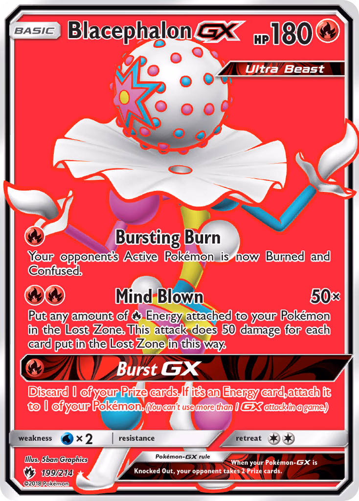 Blacephalon-GX Pokemon card (199/214, Lost Thunder)