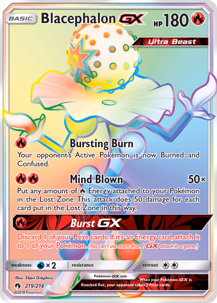 Blacephalon-GX Pokemon card (219/214, Lost Thunder)