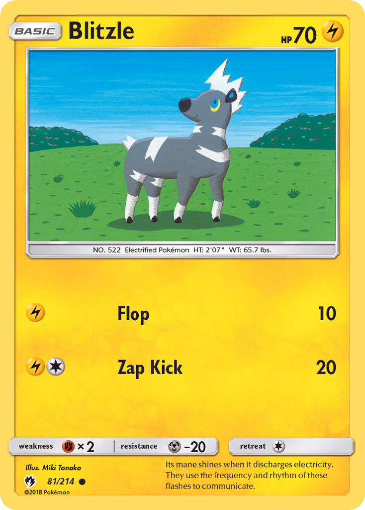 Blitzle Pokemon card (81/214, Lost Thunder)