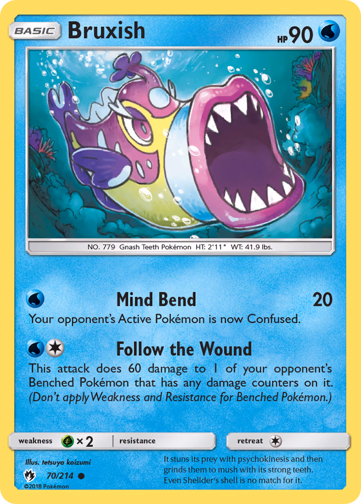 Bruxish Pokemon card (70/214, Lost Thunder)