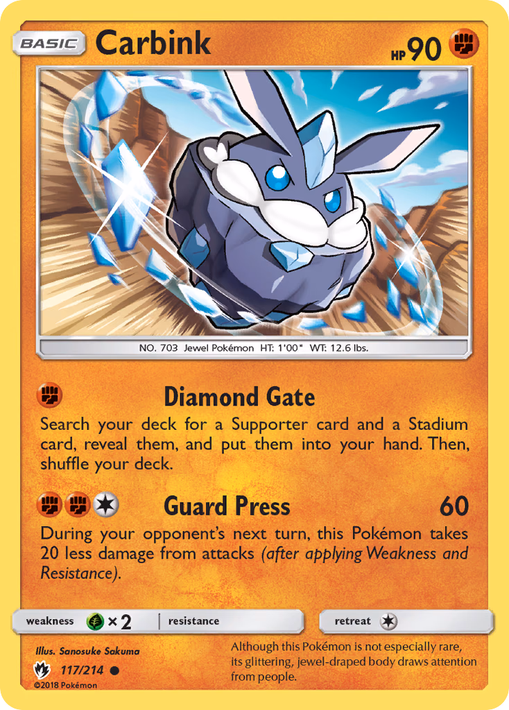 Carbink Pokemon card (117/214, Lost Thunder)