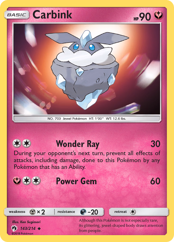 Carbink Pokemon card (143/214, Lost Thunder)