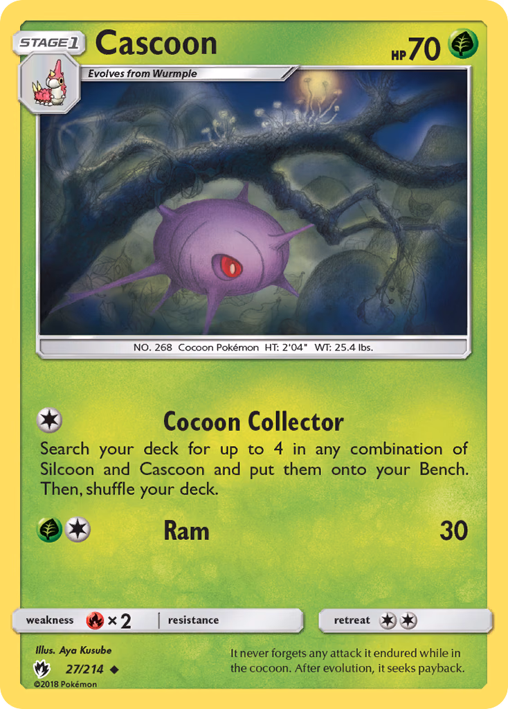 Cascoon Pokemon card (27/214, Lost Thunder)