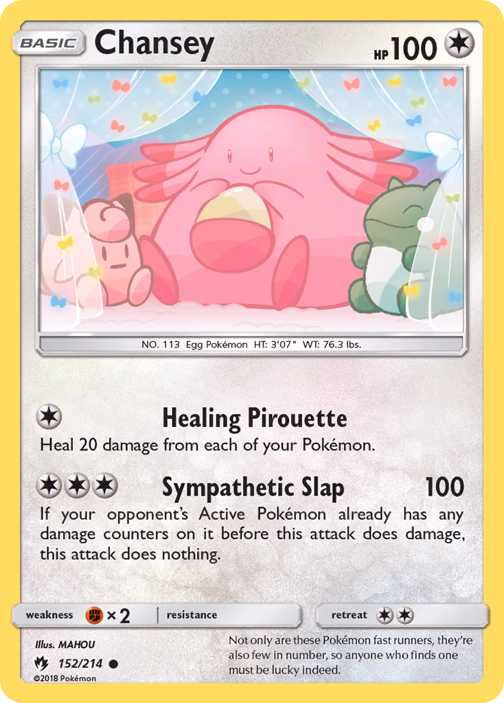 Chansey Pokemon card (152/214, Lost Thunder)