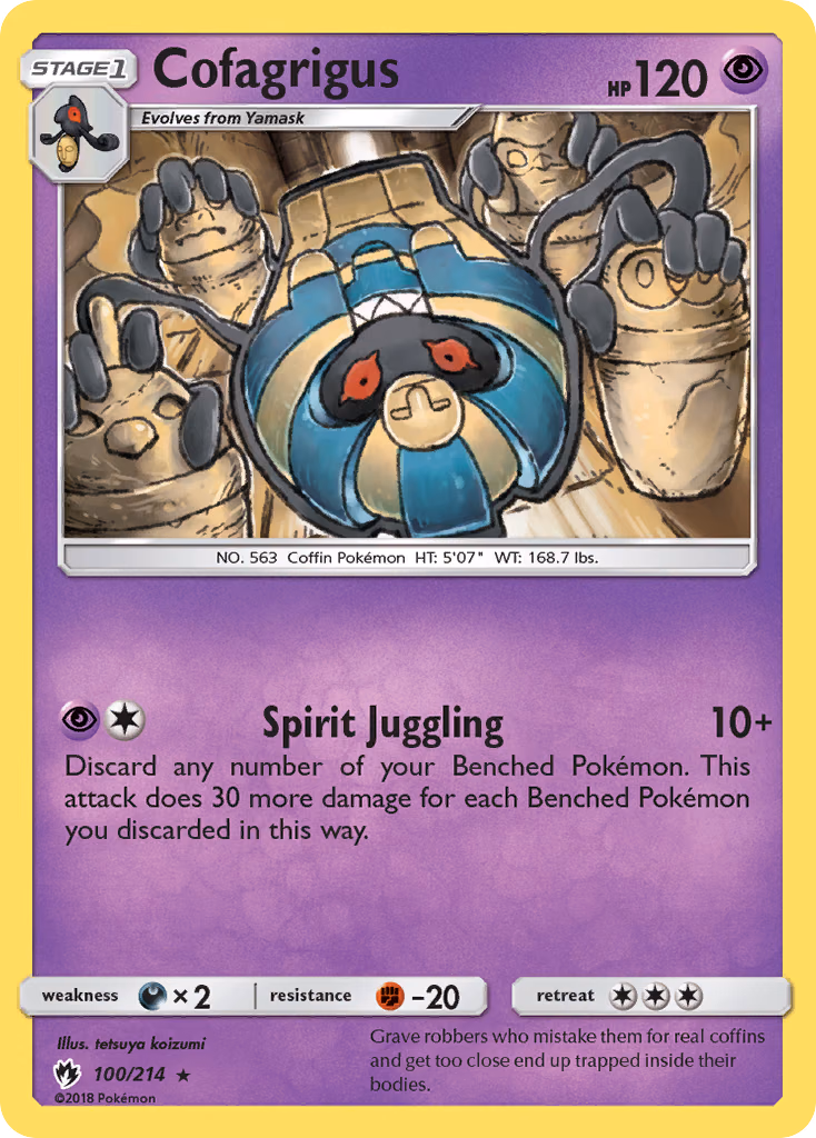 Cofagrigus Pokemon card (100/214, Lost Thunder)
