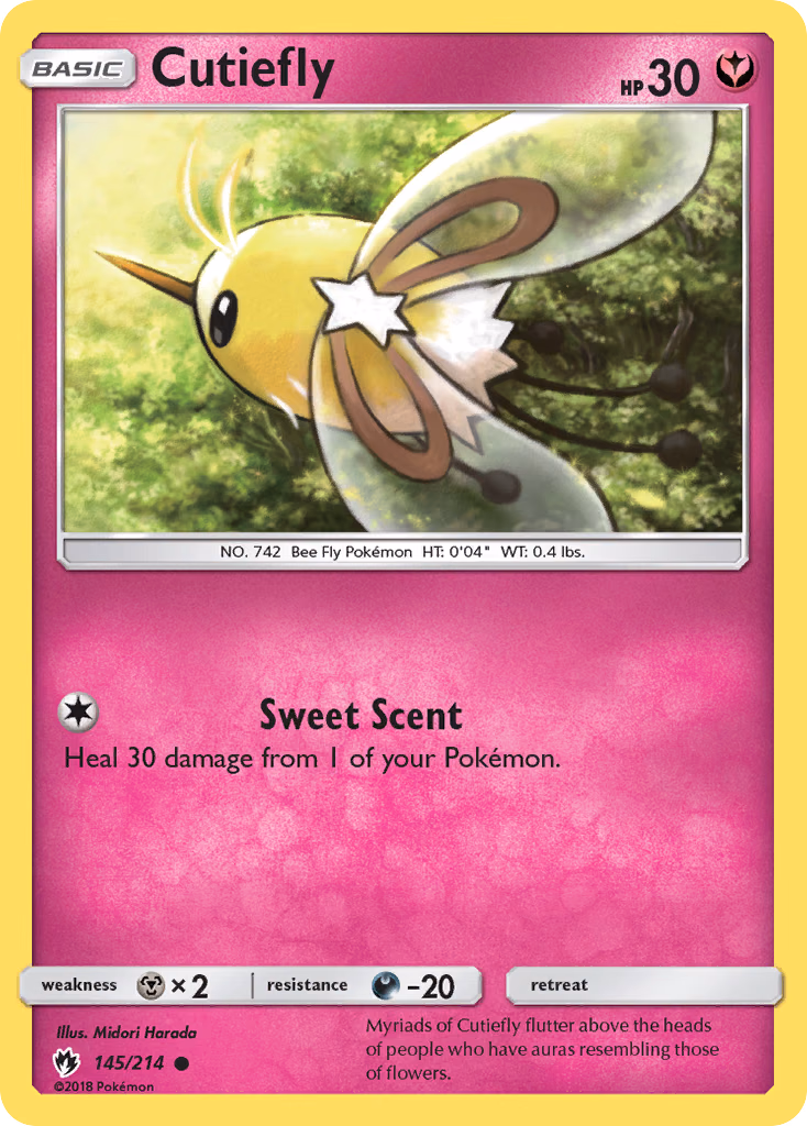 Cutiefly Pokemon card (145/214, Lost Thunder)