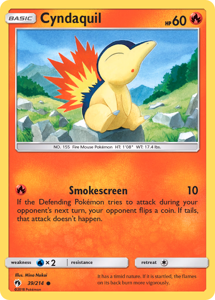 Cyndaquil Pokemon card (39/214, Lost Thunder)