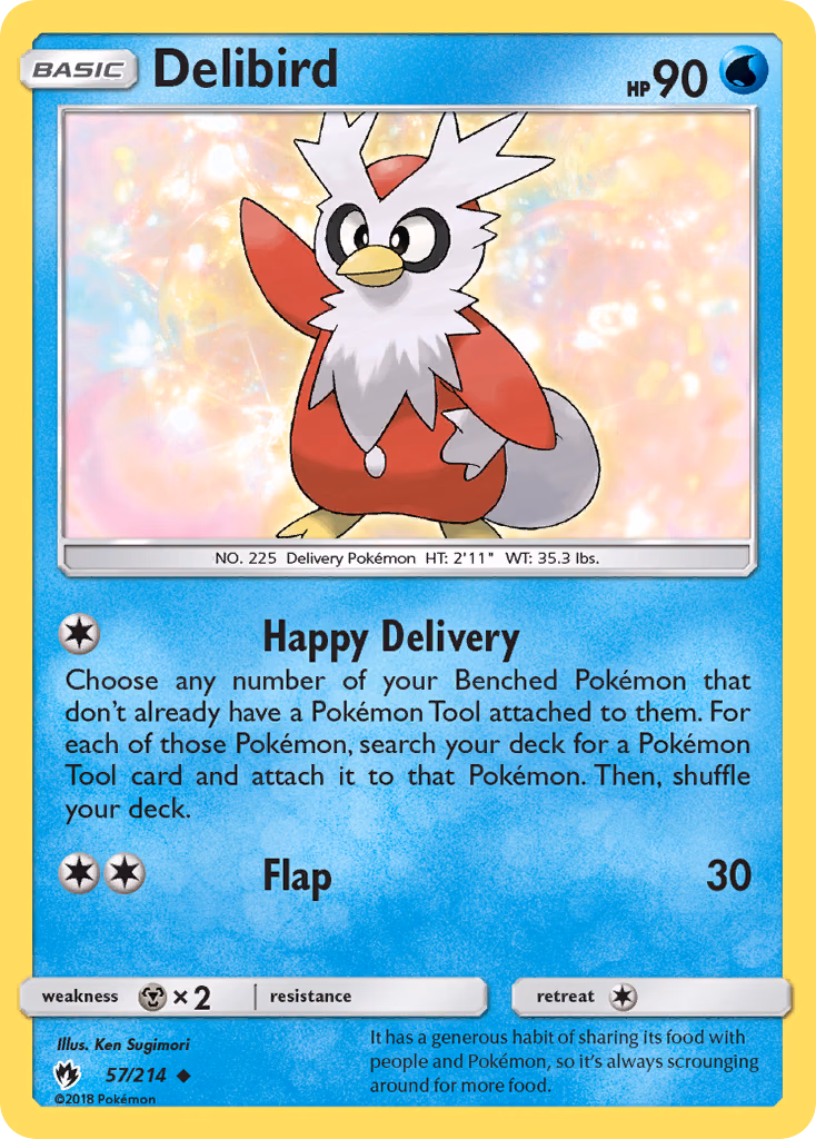 Delibird Pokemon card (57/214, Lost Thunder)