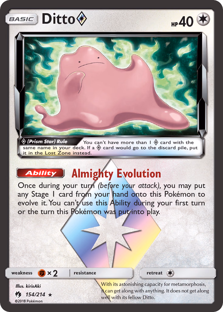 Ditto ◇ Pokemon card (154/214, Lost Thunder)