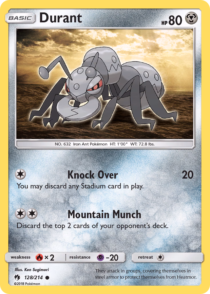 Durant Pokemon card (128/214, Lost Thunder)