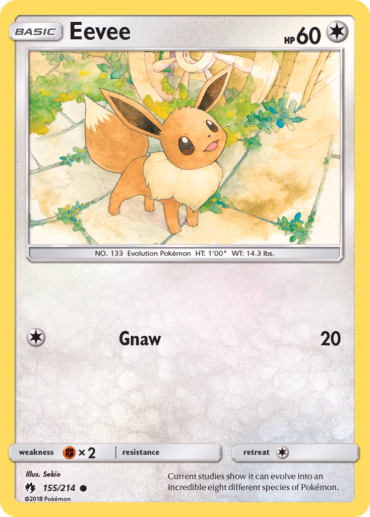 Eevee Pokemon card (155/214, Lost Thunder)