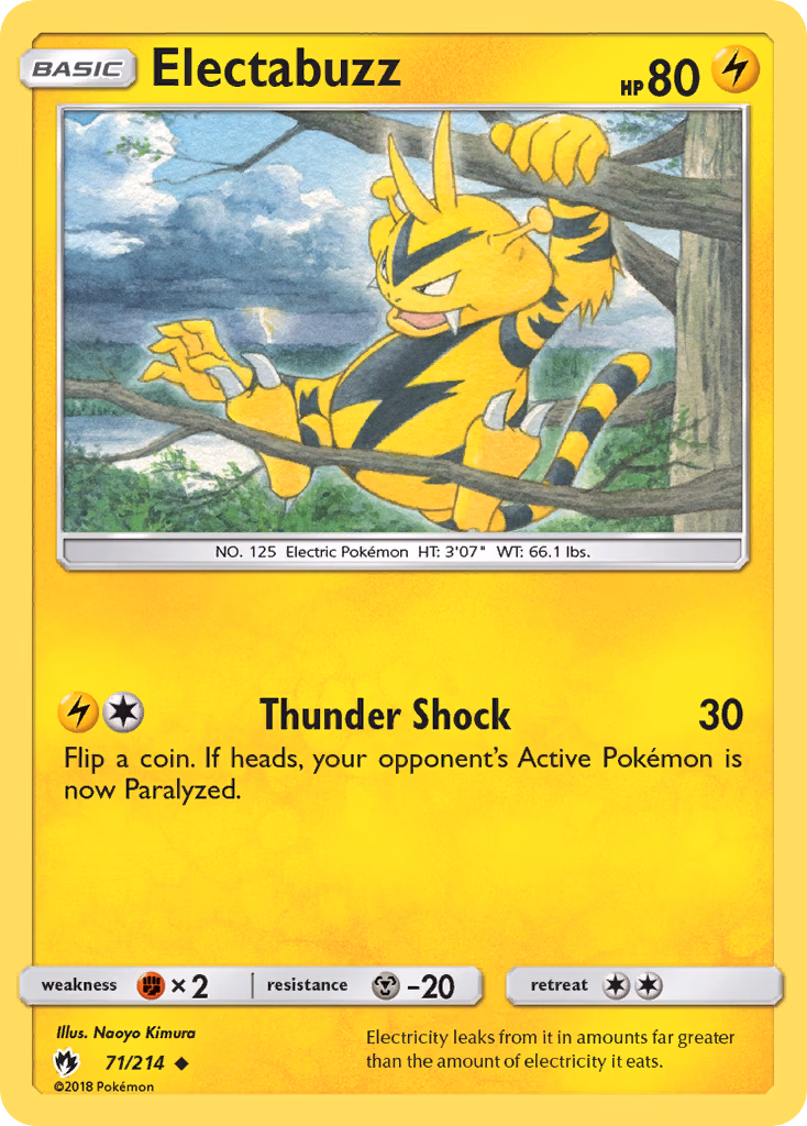Electabuzz Pokemon card (71/214, Lost Thunder)