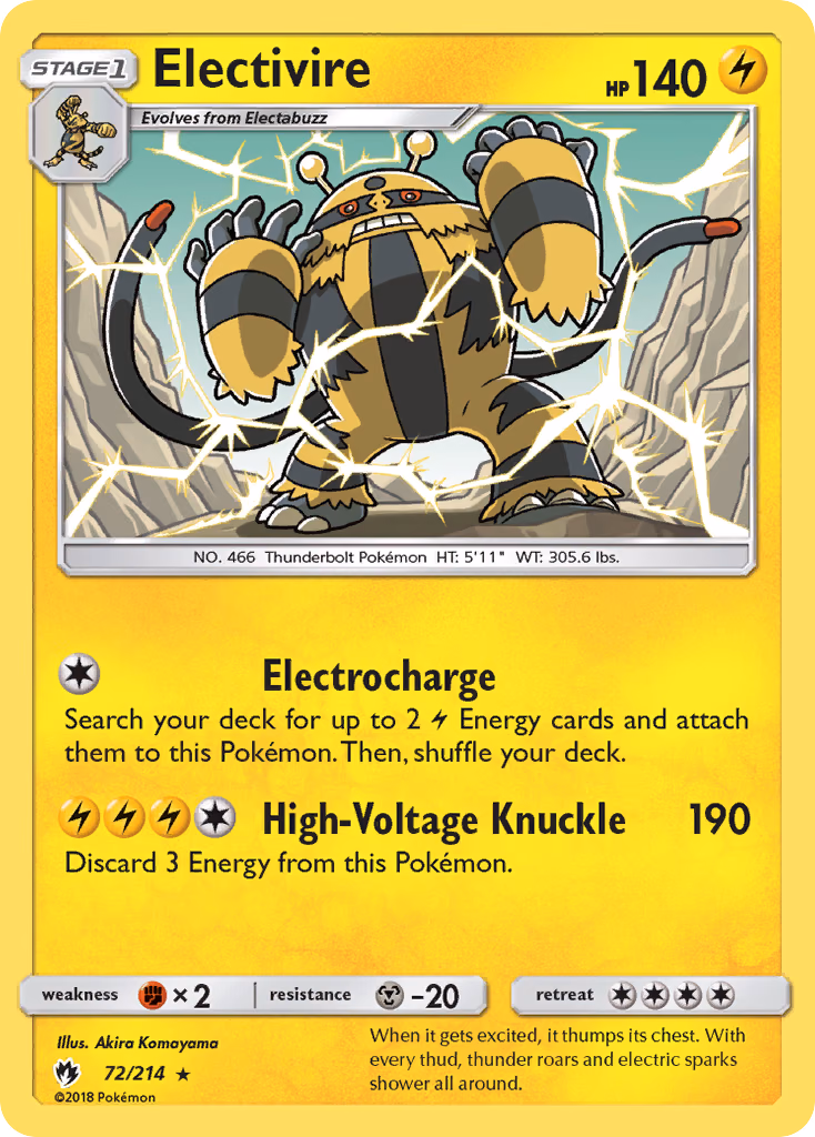 Electivire Pokemon card (72/214, Lost Thunder)