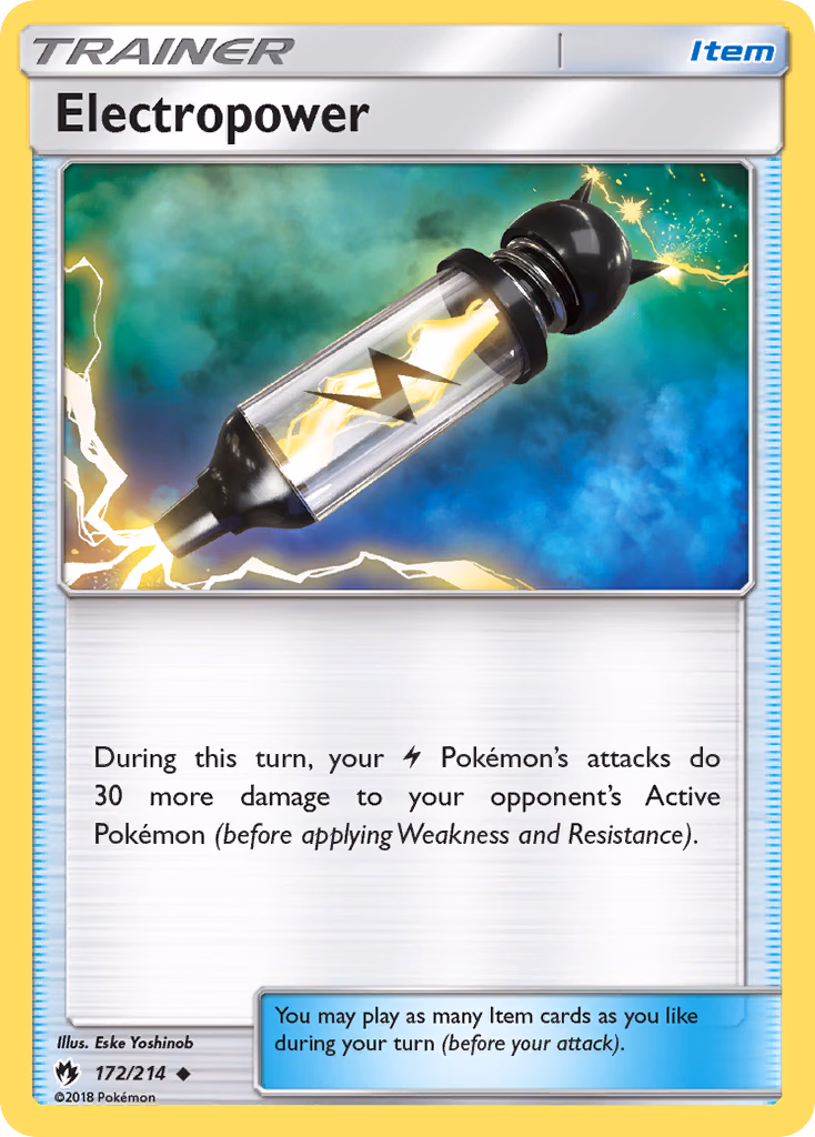 Electropower Pokemon card (172/214, Lost Thunder)