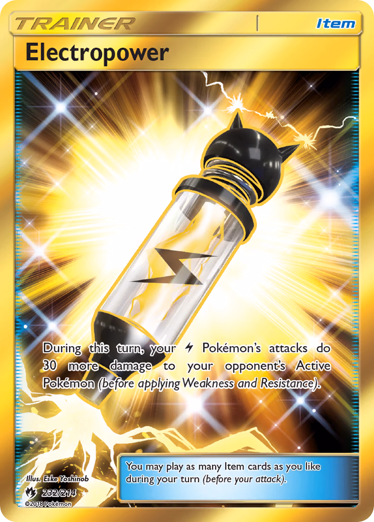 Electropower Pokemon card (232/214, Lost Thunder)